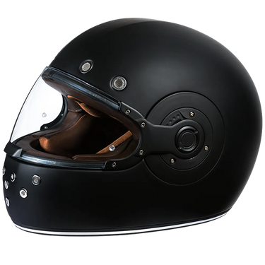 Daytona Retro Full Face Motorcycle Helmet: Vintage Style Dull Black W/ Dull Black Accents in black