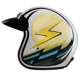 Daytona Cruiser Open Face Motorcycle Helmet - Visor & Graphics - Lightning | DOT Approved