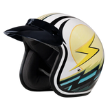 Daytona Cruiser Open Face Motorcycle Helmet - Visor & Graphics - Lightning | DOT Approved