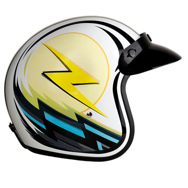 Daytona Cruiser Open Face Motorcycle Helmet - Visor & Graphics - Lightning | DOT Approved