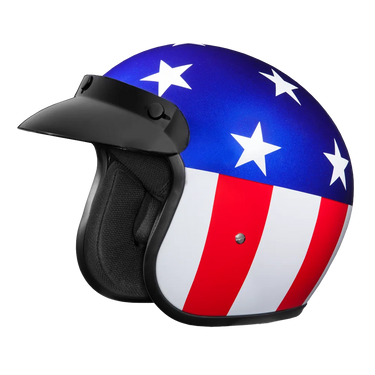 Daytona Cruiser Open Face Motorcycle Helmet - Visor & Graphics - Captain America | DOT Approved