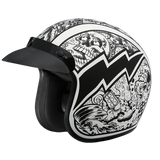 Daytona Cruiser Open Face Motorcycle Helmet - Visor & Graphics - Graffiti | DOT Approved