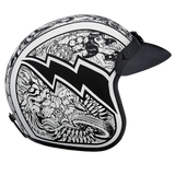 Daytona Cruiser Open Face Motorcycle Helmet - Visor & Graphics - Graffiti | DOT Approved