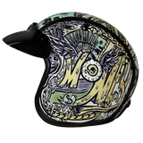 Daytona Cruiser Open Face Motorcycle Helmet - Visor & Graphics - Money | DOT Approved