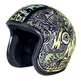 Daytona Cruiser Open Face Motorcycle Helmet - Visor & Graphics - Money | DOT Approved