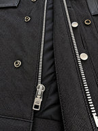Roughneck jacket – full-length front zipper with snap placket and antique silver hardware