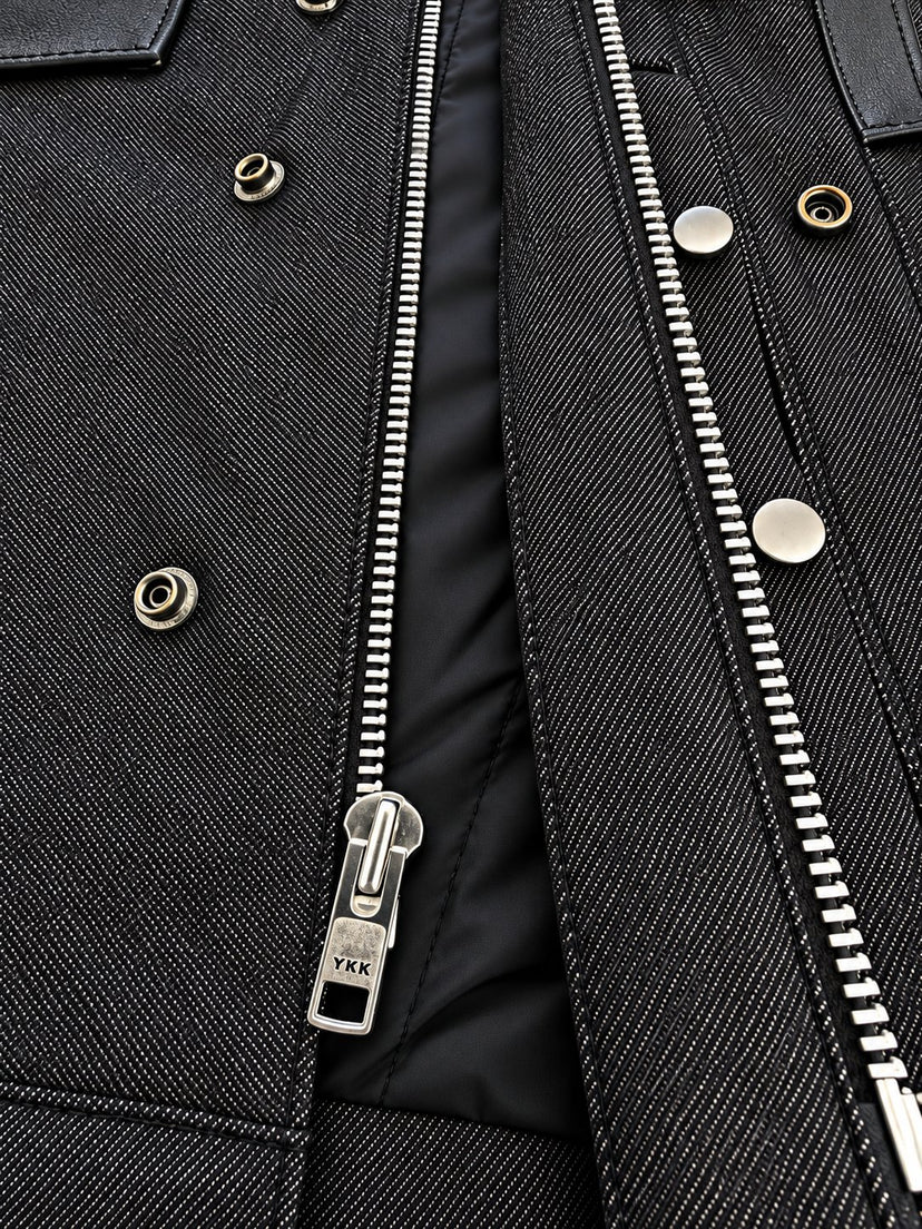 Roughneck jacket – full-length front zipper with snap placket and antique silver hardware