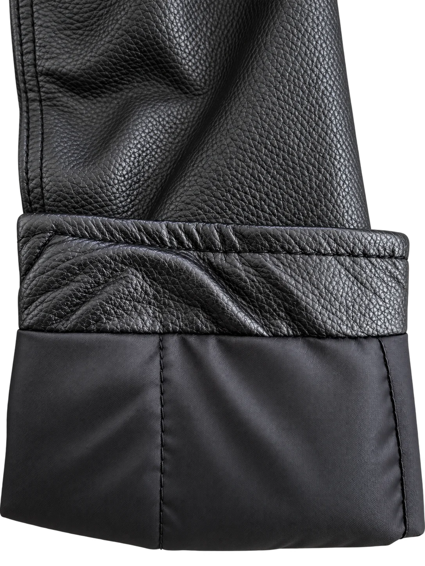 Roughneck jacket – zippered leather cuff detail