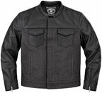 LEGENDARY USA Roughneck denim and leather motorcycle jacket – front view