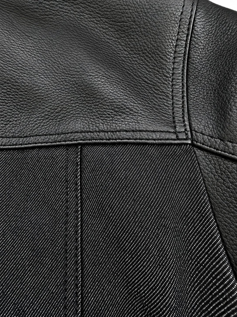 Roughneck jacket – cowhide leather shoulder and chest yoke detail
