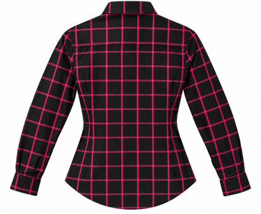 Women's Derringer x LowLife Breast Cancer Plaid Flannel Riding Shirt - Black/Pink