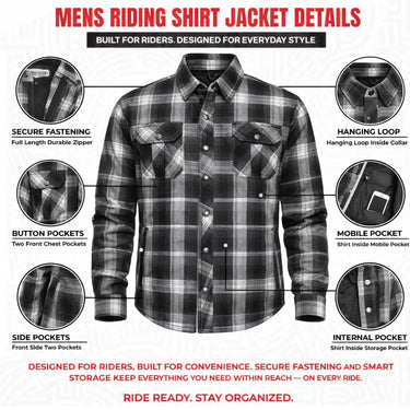 Derringer 'Street Guard' Men's Heavy Duty Flannel Riding Shirt Jacket