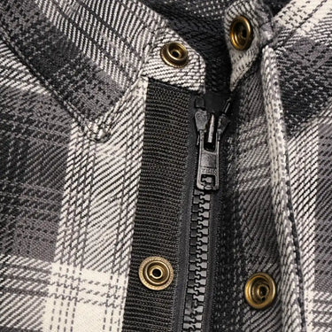Derringer 'Street Guard' Men's Heavy Duty Flannel Riding Shirt Jacket shown in a riding setting — view 6 of 9