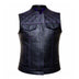 Front-facing view of women's diamond stitch purple motorcycle vest, with brand detailing visible
