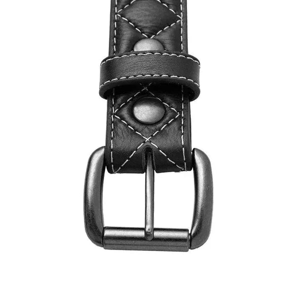 Diamond Stitched Cowhide Leather Belt 1.5 Inch | Biker Belt