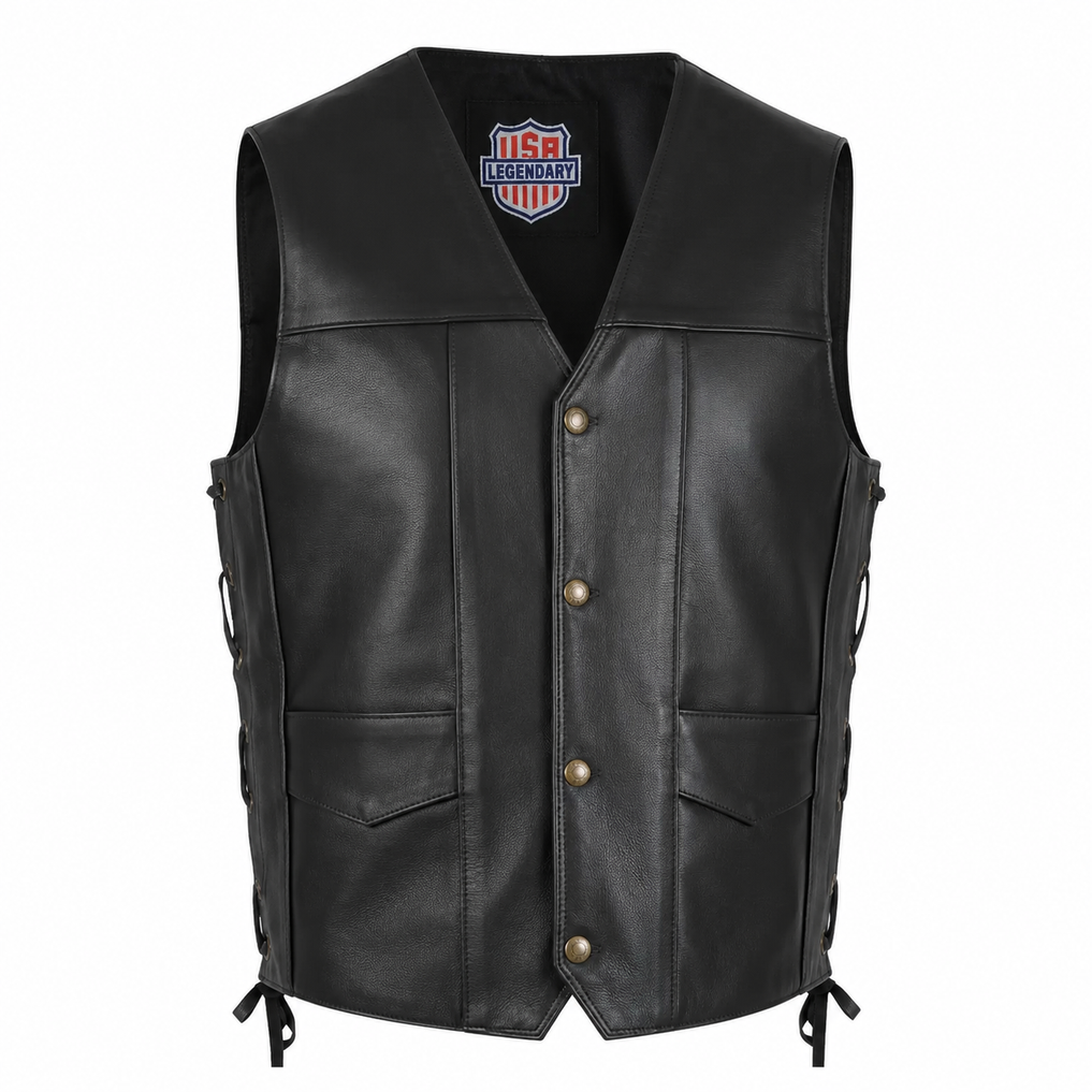Legendary Dixon Men's Leather Motorcycle Vest