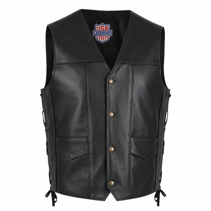 Legendary Dixon Men's Leather Motorcycle Vest