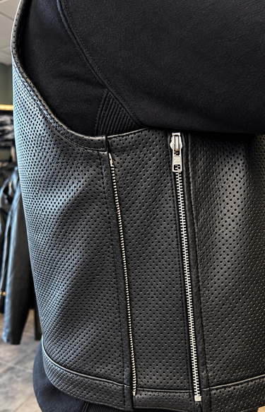 LowLife ‘Expander’ Cropped Perforated Leather Vest w/ 6" Zipper Side Extensions