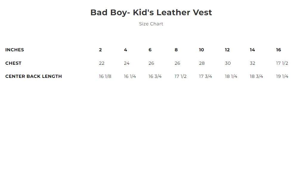 First Mfg Kids Bad Boy Leather Biker Vest - Legendary USA