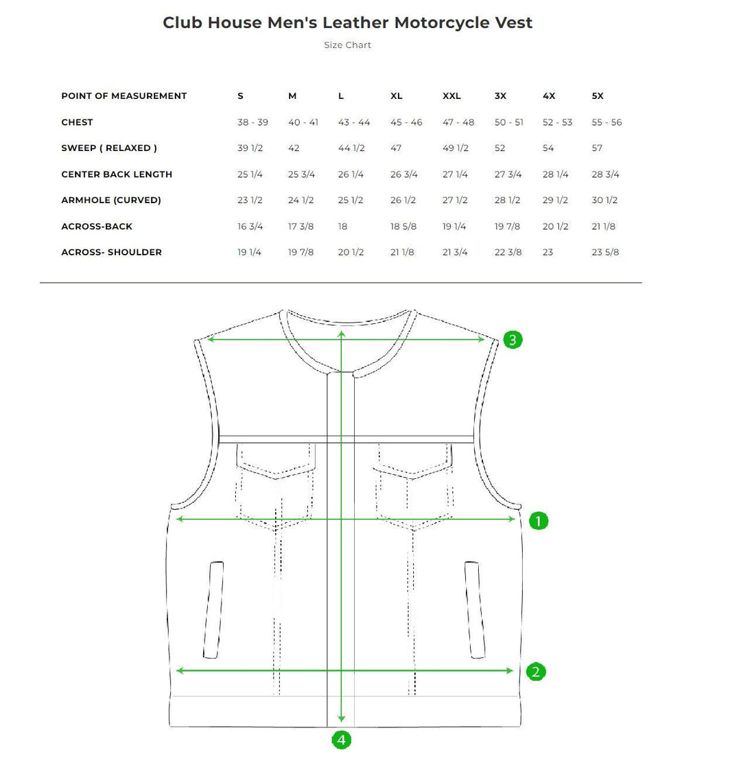 First Mfg Mens Club House Zip Front Leather Motorcycle Vest - Legendary USA