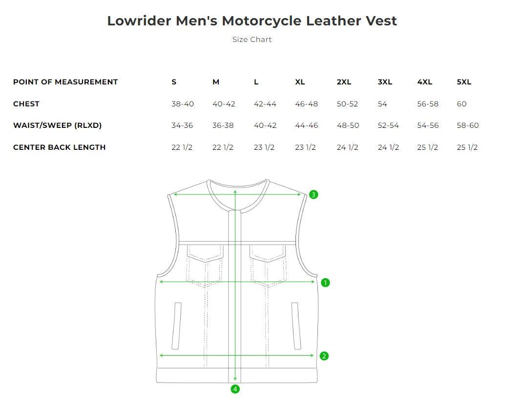 First Mfg Mens Lowrider-LTR Cropped Leather Vest - Legendary USA