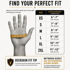 Size chart for the White Fingerless Ventilated Gloves with body measurements to help find your fit made in USA