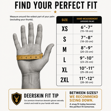 Glove size guide — measure around the widest part of your hand to find your size