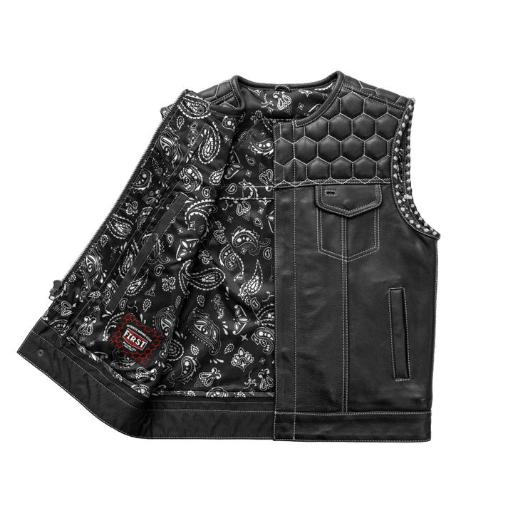 Hornet Men's Club Style Leather Vest - Available in 3 Colors - Legendary USA