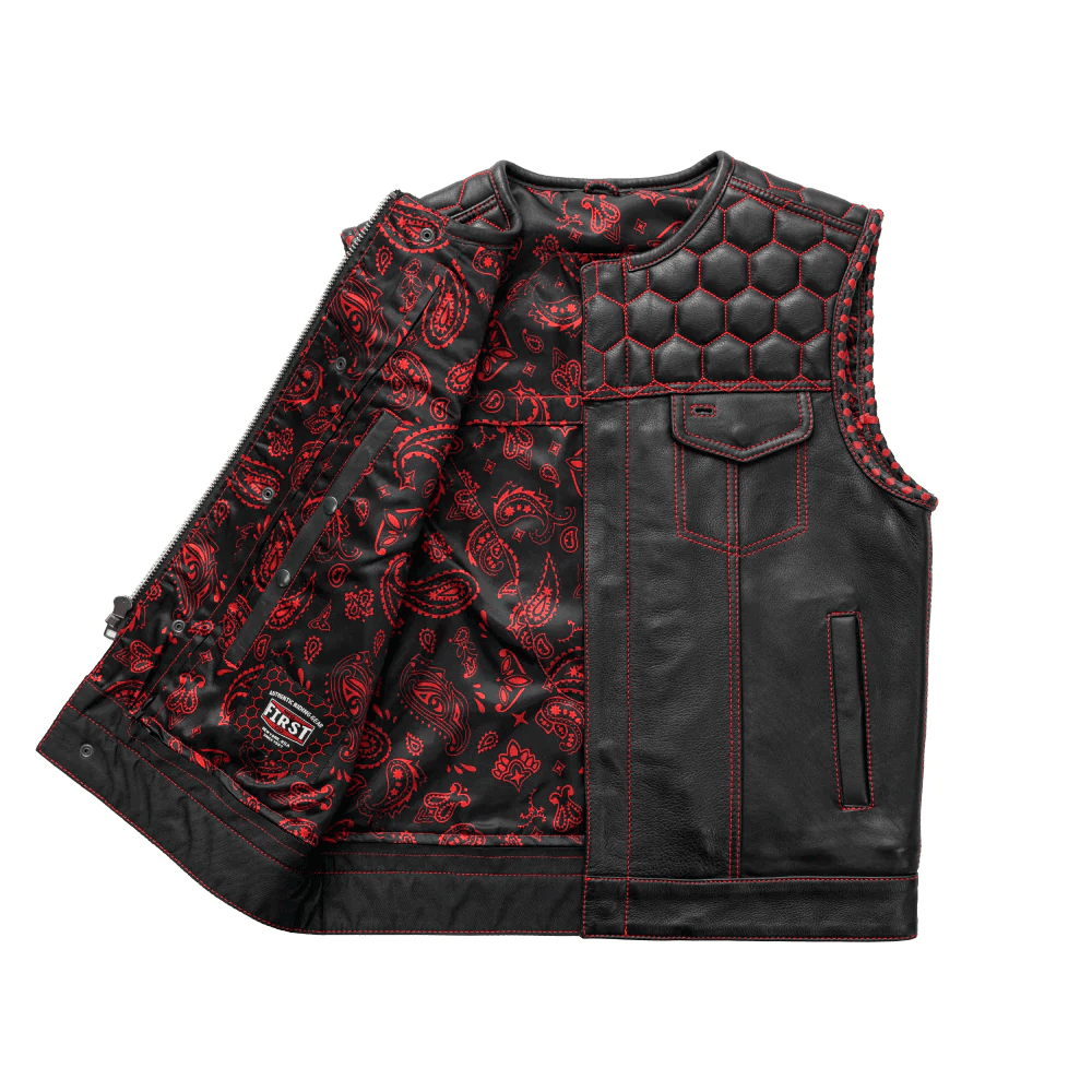 Hornet Men's Club Style Leather Vest - Available in 3 Colors - Legendary USA