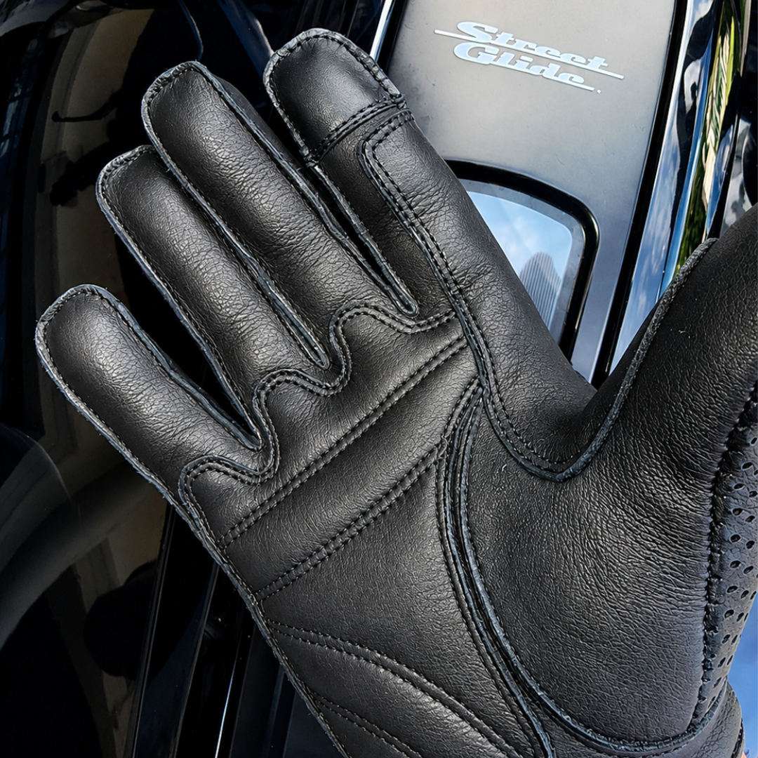 Legendary ILL DOZER Perforated Top Short Wrist Outseam Deerskin Motorcycle Gloves