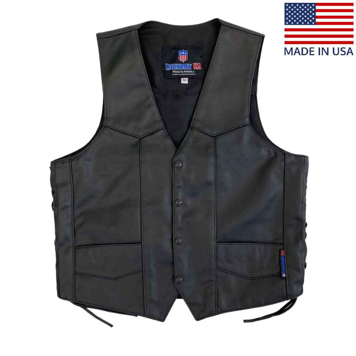 Legendary Mens Leather Club Vest with Lacing