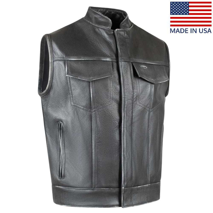 Legendary 'Reckless Outlaw' Mens Aged Leather Motorcycle Vest