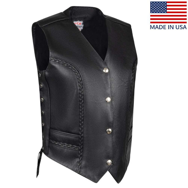 Legendary Women’s Leather Braided Motorcycle Vest
