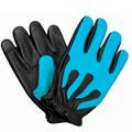 Legendary 'Spitfire' Black/Neon Blue Flame Deerskin Short Wrist Touchscreen Motorcycle Gloves
