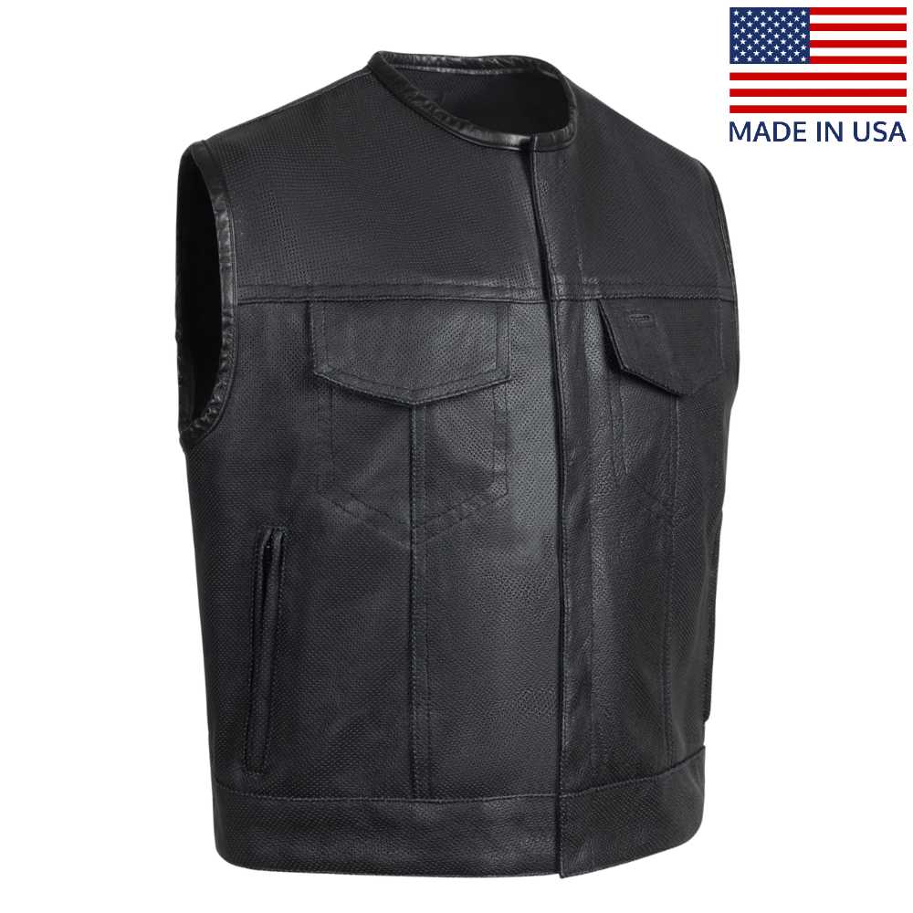 Legendary 'Holy Trinity' Perforated Leather Motorcycle Vest