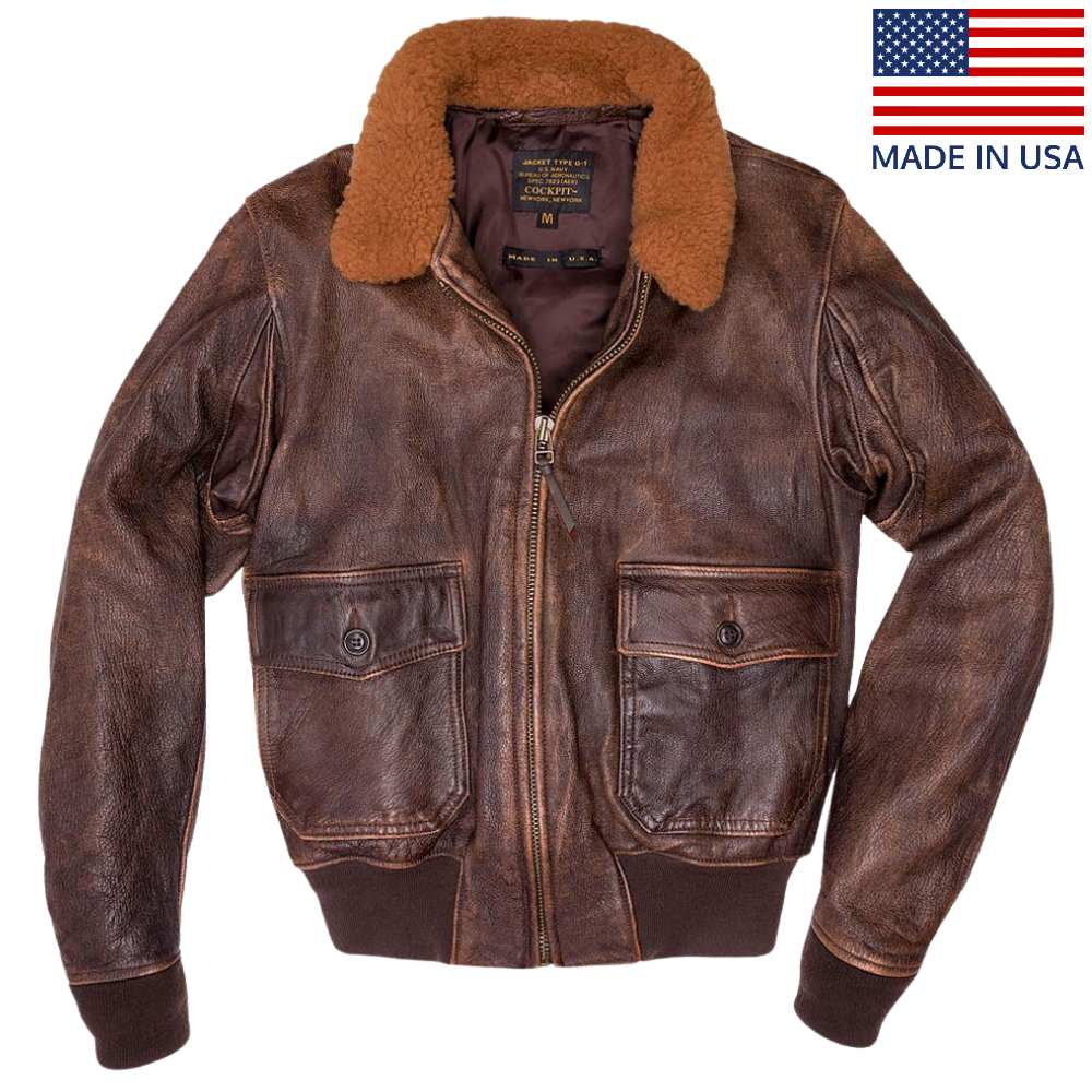 Cockpit USA Mens Avenger Vintage G-1 Leather Flight Jacket