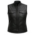 Front view featuring Lynda women's club style motorcycle vest, with brand detailing visible