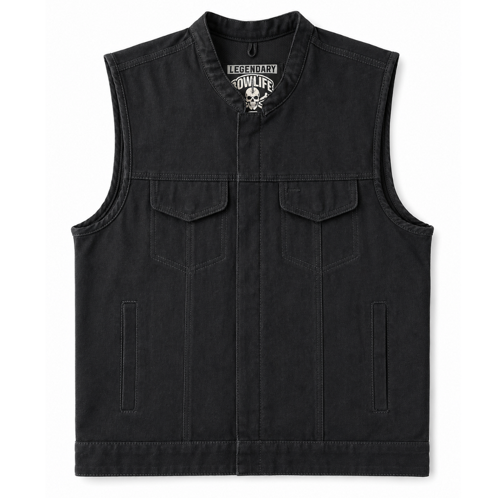 Legendary 'Nightshift' Black Denim Motorcycle Vest