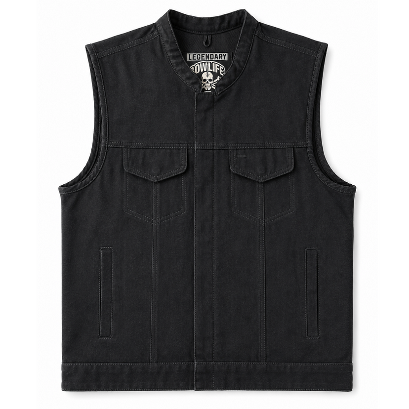 Legendary 'Nightshift' Black Denim Motorcycle Vest