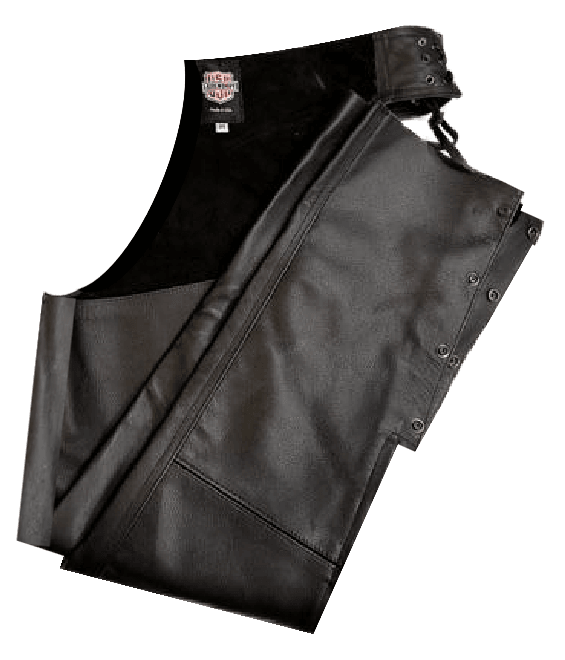 Legendary 'Bad Ass' Leather Motorcycle Chaps - Black - Legendary USA