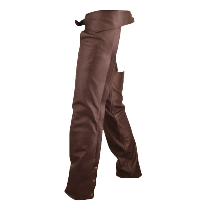 Legendary 'Bad Ass' Leather Motorcycle Chaps - Brown