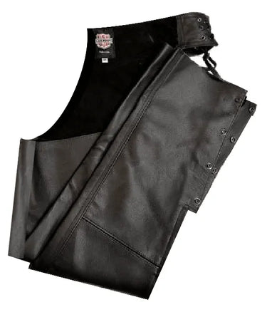 Legendary 'Bad Ass' Leather Motorcycle Chaps - Black - Legendary USA