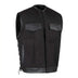 Legendary Black Jack men's lightweight Cordura motorcycle vest front view with snap closure, made in USA