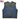 Front view of Legendary Blue Demo Denim & Leather Club Vest with snap closure and dual chest pockets, Made in USA