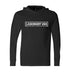 Legendary Booty Call lightweight motorcycle hoodie, front flat lay with bold Legendary USA text logo on black