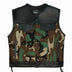 Front view of Legendary camo club-style motorcycle vest made with Cordura fabric and black leather trim, made in USA