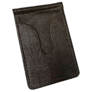Back view of horsehide wallet with dual card slots and fine leather texture, Made in USA