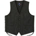 Front view of the Legendary Club Style men's leather motorcycle vest with button closure and side lacing