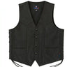 Front view of the Legendary Club Style men's leather motorcycle vest with button closure and side lacing