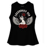 Legendary USA women's racerback cropped tank in black with Día de Muertos winged rose graphic, made in USA